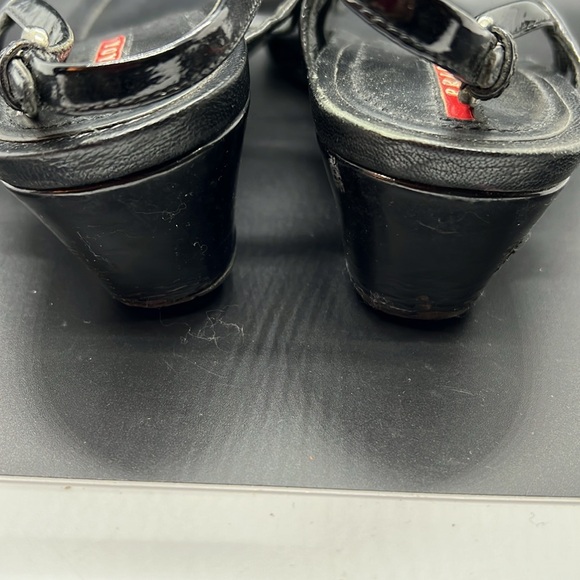 Prada Sport Black Patent Leather T-Strap Sandals size 8.5 - Picture 5 of 16